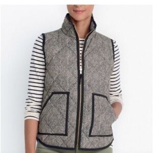 J. Crew Gray Herringbone Vest with Black Trim size S